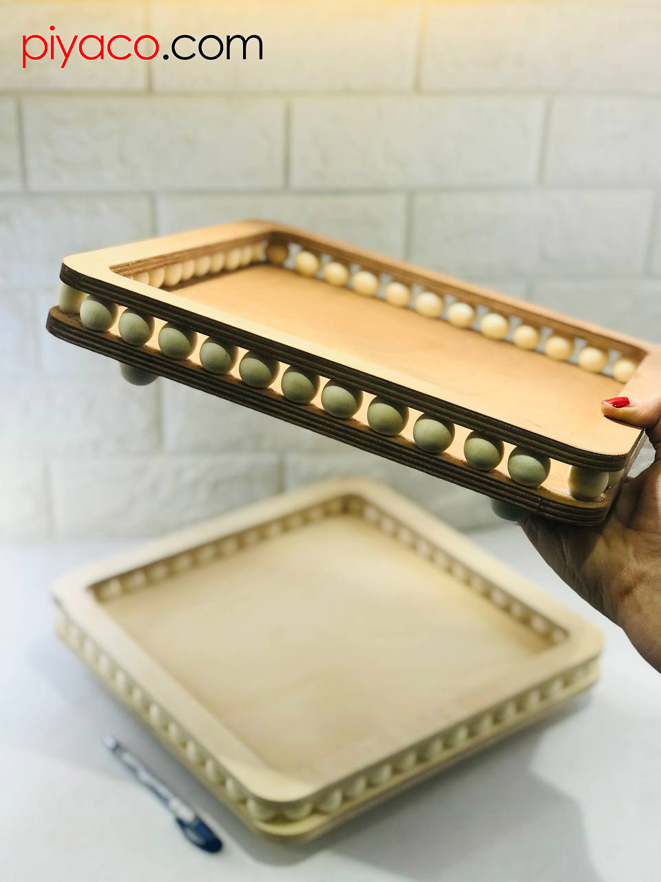 سینی مربع بزرگ طرح مهره