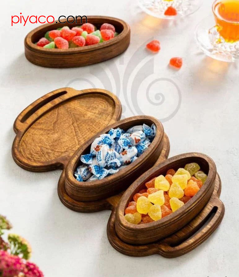 اردو خوری چوبی سه خانه بیضی و مستطیل