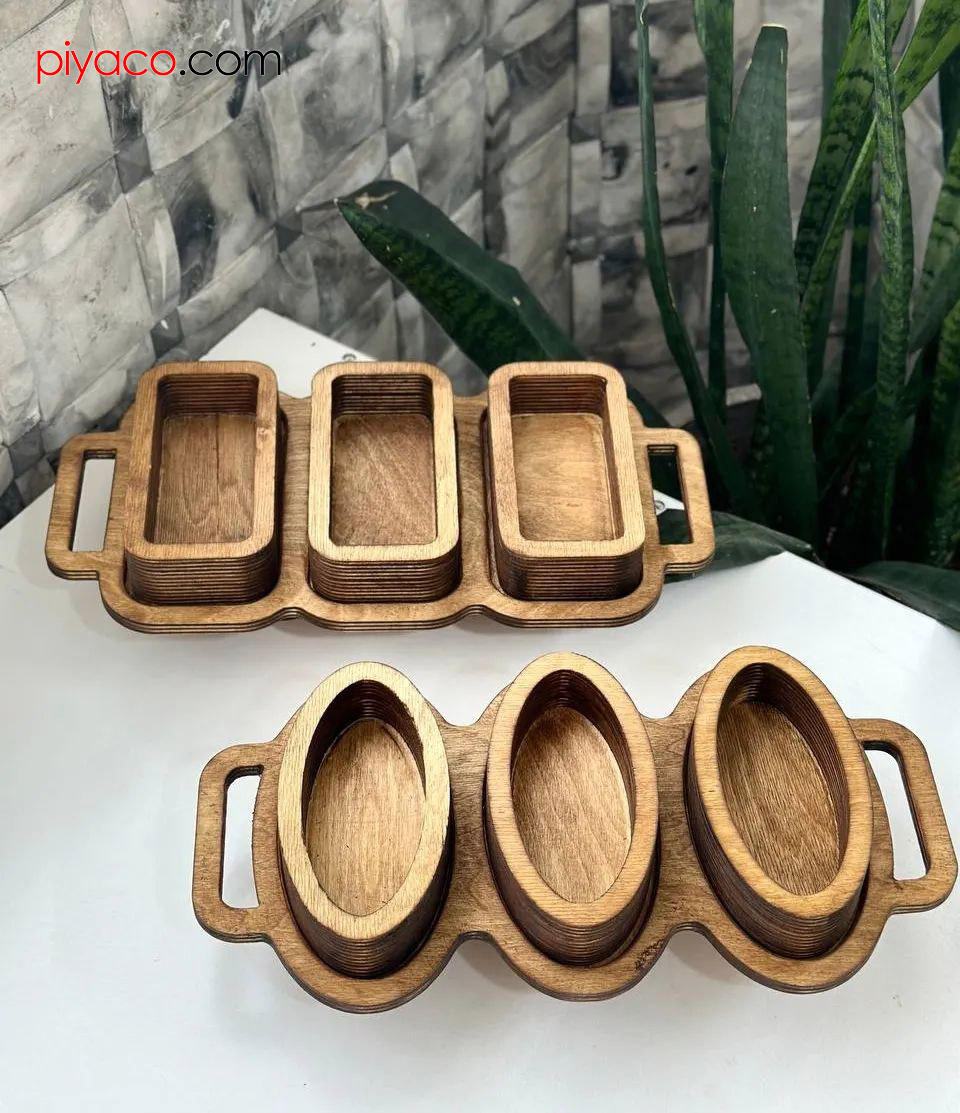 اردو خوری چوبی سه خانه بیضی و مستطیل