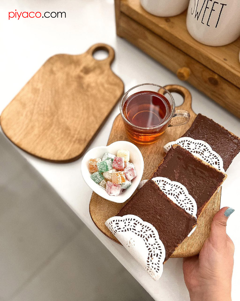 تخته سرو چوبی مستطیل آویز دار