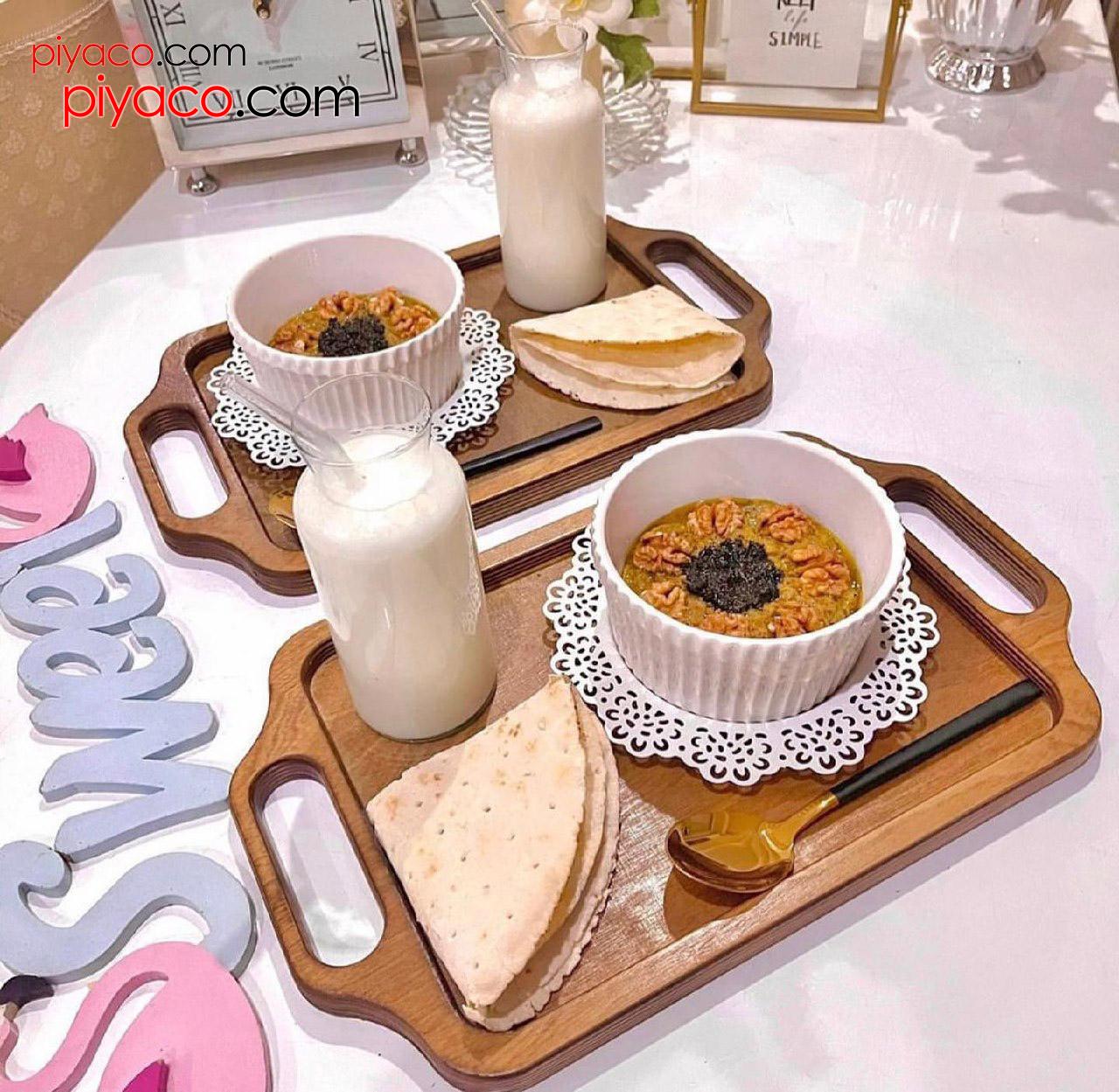 سینی مستطیل چوبی دسته دار سینی مستطیل چوبی دسته دار